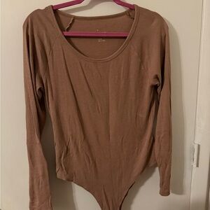 a new day Women's Tan Long Sleeve Bodysuit
